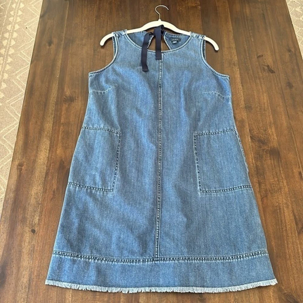 Sleeveless Denim Shift Dress with Front Zip